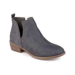 JOURNEE COLLECTION Womens Gray Side Split Rimi Round Toe Block Heel Booties 7.5